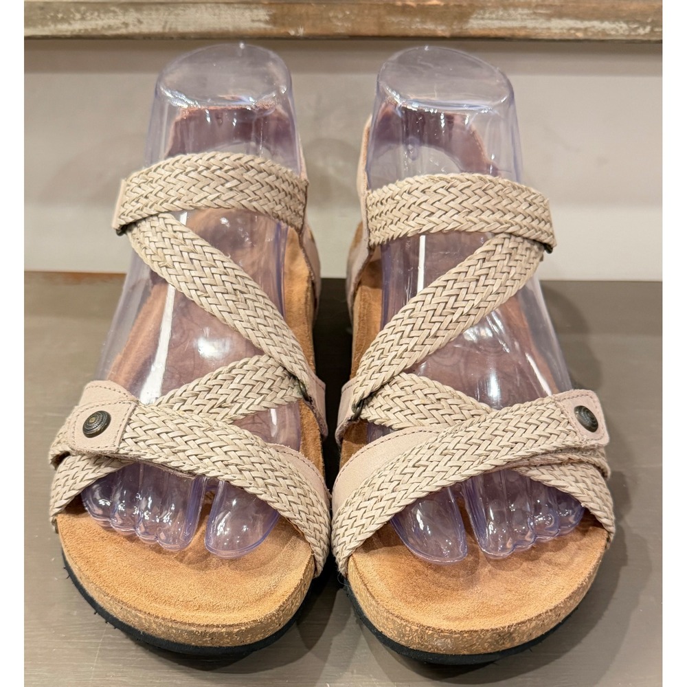 Taos Trulie Stone Leather Woven Strappy Wedge Sandals Womens 7-7.5 EUR 38 Spain - Picture 4 of 9